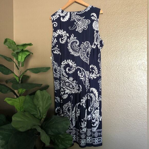 Just My Size JMS Paisley Navy Blue Beaded Maxi Dress - Picture 3 of 6